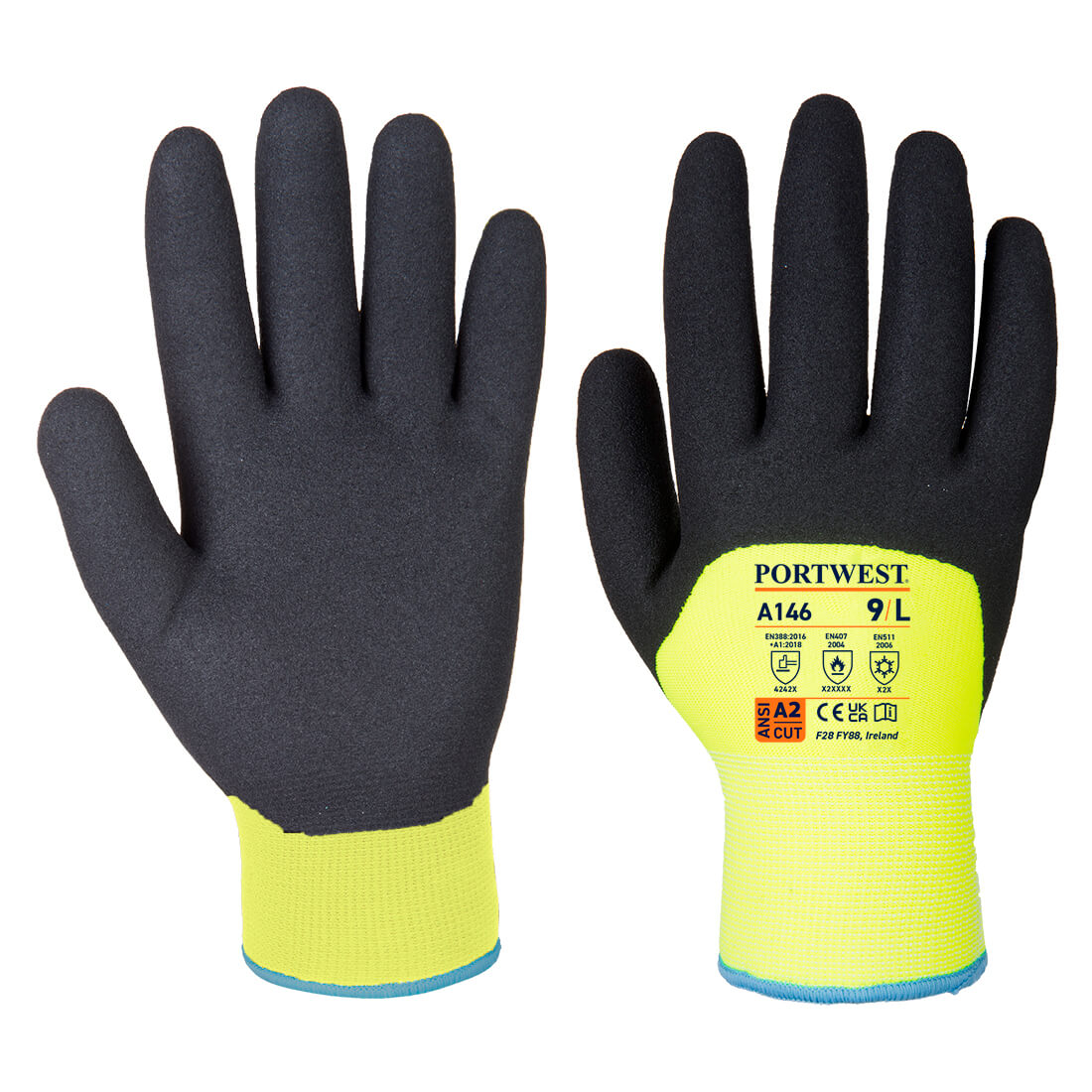 A146 Portwest® 3/4 Dipped Hi-Viz Arctic Winter Cut Safety Work Gloves